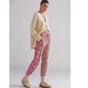 Daily Practice Anthropologie Pink Patterned Sweat Jogger Pants w/ Side Stripe S